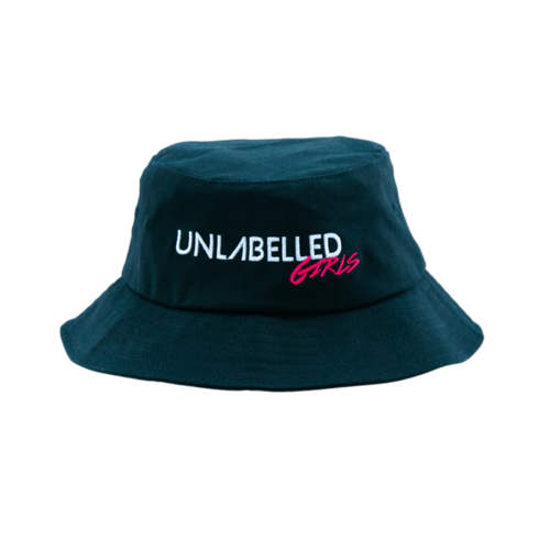 unlabelled girls bucket hat black magenta 2